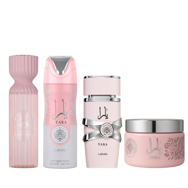 Conjunto Yara EDP 100ml + Pasta Yara200g + Asad Desodorante 200ml + Perfume Mist