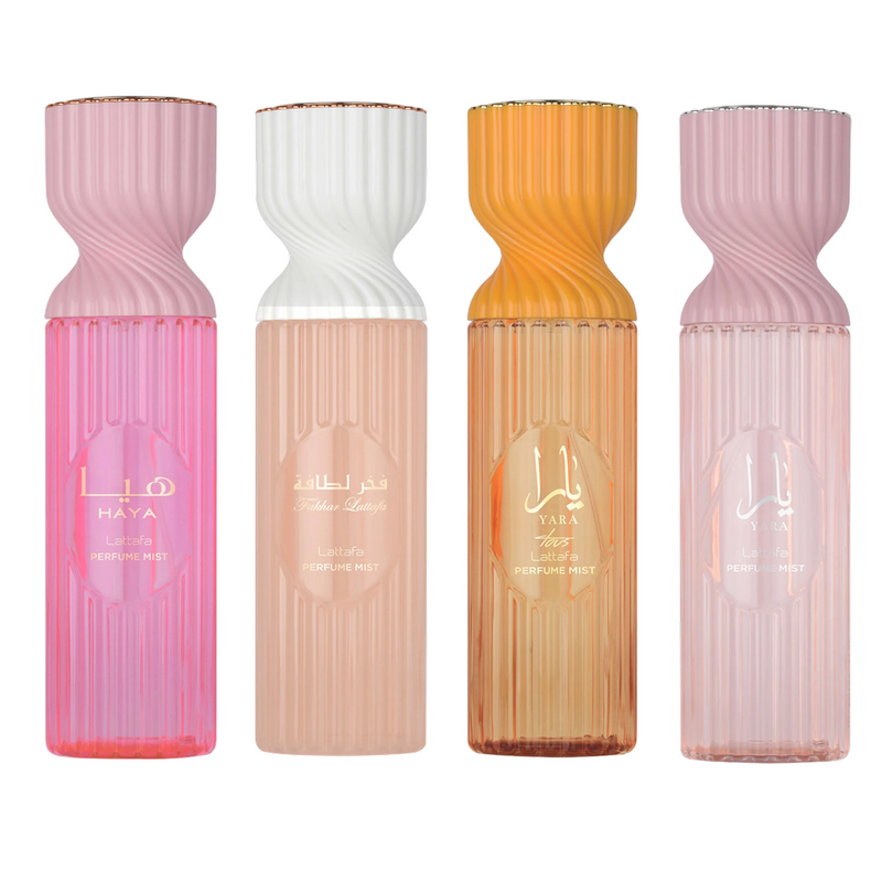 Combo Névoa de Cheiro Yara 250ml + Yara Tous 250ml + Haya 250ml + Fakhar Rosé 250ml